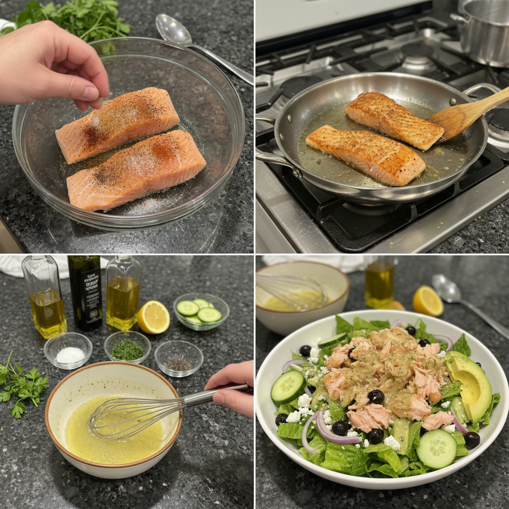romantic-keto-salmon-avocado-valentines-dinner-prep-step A chef pan-searing a fillet of romantic keto salmon with avocado to perfection for a special Valentine’s dinner.