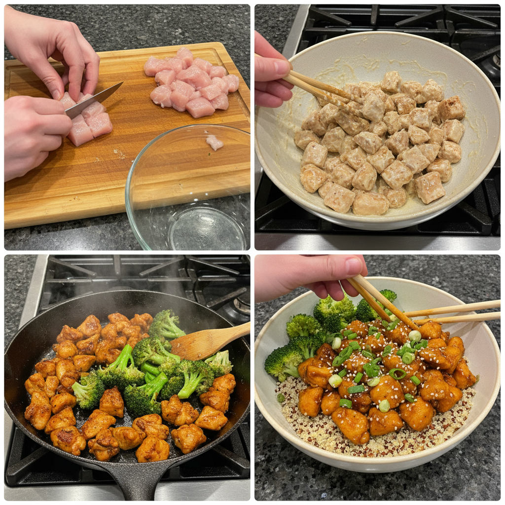 healthy-chicken-recipes-prep-step A person slicing raw chicken breast on a cutting board, preparing for healthy chicken recipes.