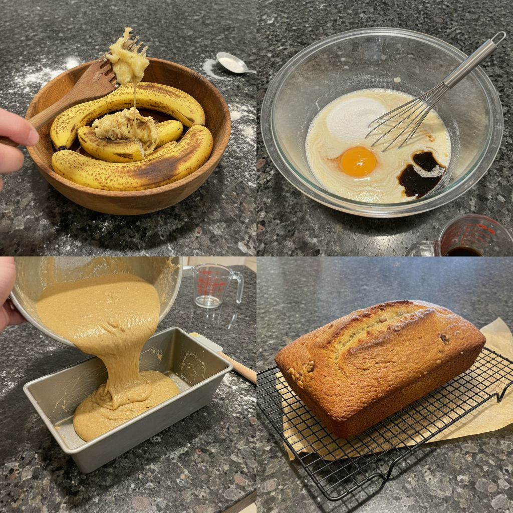 starbucks-banana-bread-copycat-prep Hands mashing ripe bananas in a mixing bowl during the preparation for Starbucks Banana Bread Copycat.